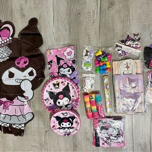 New Kuromi Kids Party Decoration Set - Pink and Black